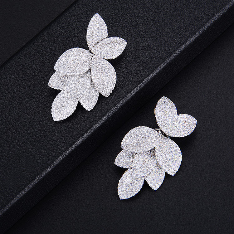 TEEK - Flower Leaf CZ Jewelry JEWELRY theteekdotcom I Silver Earring  
