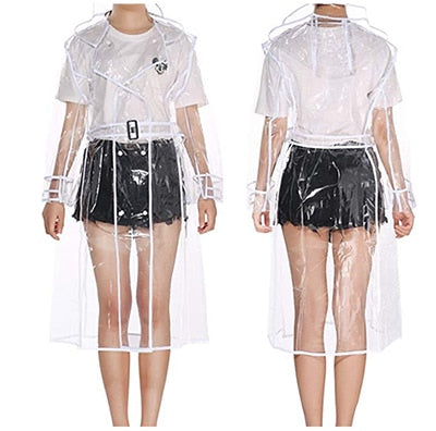 TEEK - Transparent Plastic Ladies Raincoat | Various Colors COAT theteekdotcom WHITE HEM One Size 