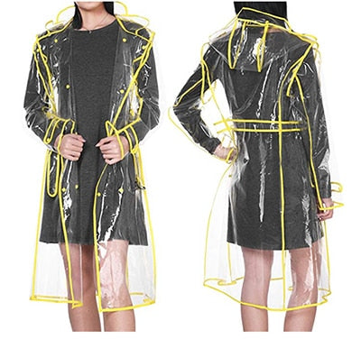 TEEK - Transparent Plastic Ladies Raincoat | Various Colors COAT theteekdotcom YELLOW HEM One Size 