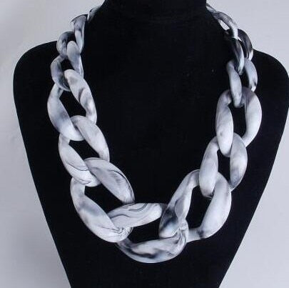 TEEK - Big Beauty Acrylic Chunky Chain Necklace JEWELRY theteekdotcom black white  