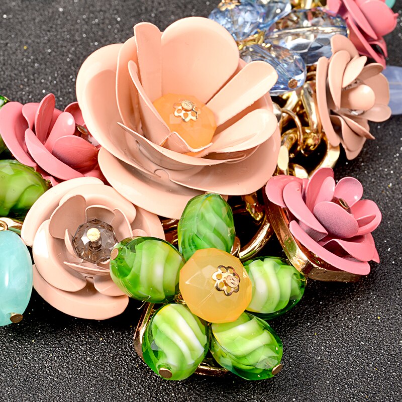 TEEK - Mixed Color Rose Flower Chain Necklace JEWELRY theteekdotcom   