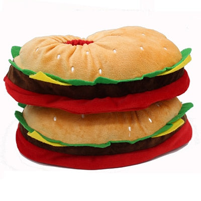 TEEK - Womens Plush Zombie Burger Slippers SHOES theteekdotcom Orange Fits Most 6.5-9.5 Med 