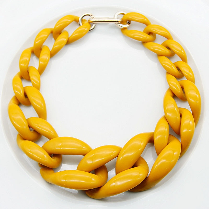 TEEK - Big Beauty Acrylic Chunky Chain Necklace JEWELRY theteekdotcom yellow  