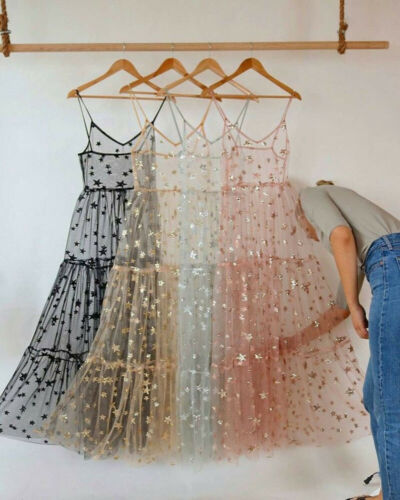 TEEK - Lace Mesh Spaghetti Strap Dress DRESS theteekdotcom   