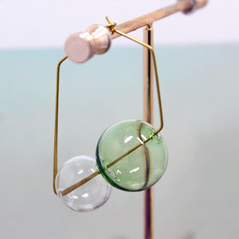 TEEK - Hand Blown Bubble On Hoops Earrings JEWELRY theteekdotcom green and white  