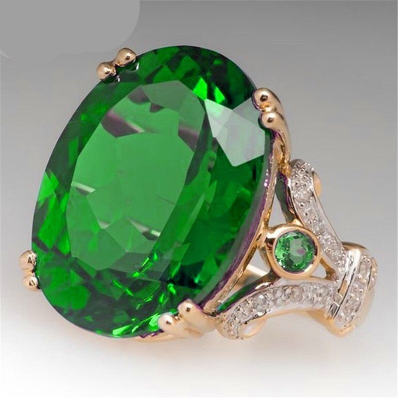 TEEK - Big Oval Jewel Ring JEWELRY theteekdotcom Green 6 