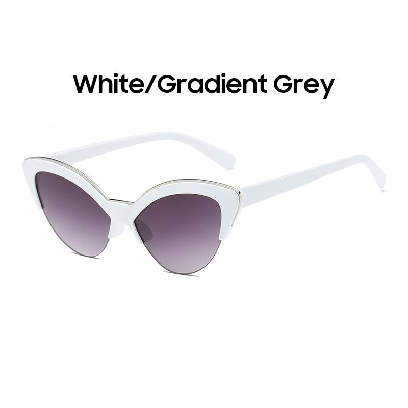 TEEK - Contrast Brow Cat Eye Sunglasses EYEGLASSES theteekdotcom White Gradient Grey  