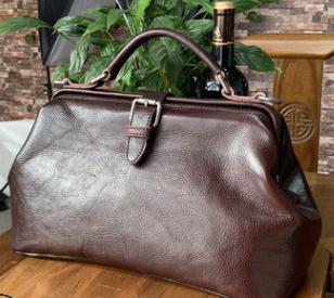 TEEK - Vintage Style Doctor Boss Leather Bag BAG theteekdotcom coffee 14.17x6.30x8.66in 