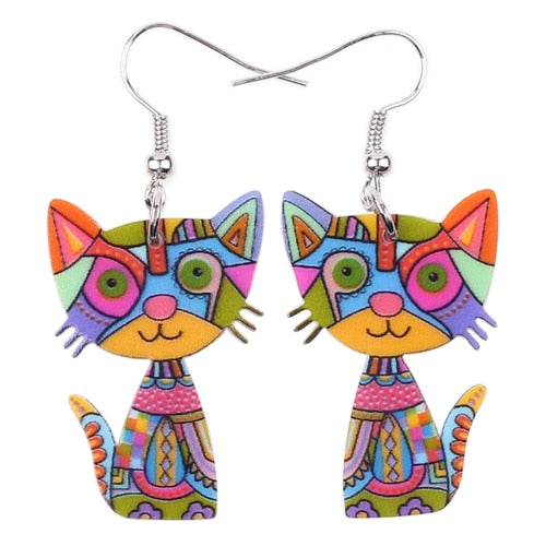 TEEK - Drop Cat Acrylic Earrings | Various Colors JEWELRY theteekdotcom Multicolor  