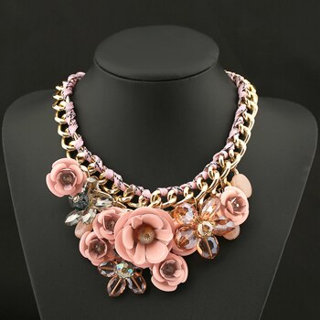 TEEK - Mixed Color Rose Flower Chain Necklace JEWELRY theteekdotcom pink  