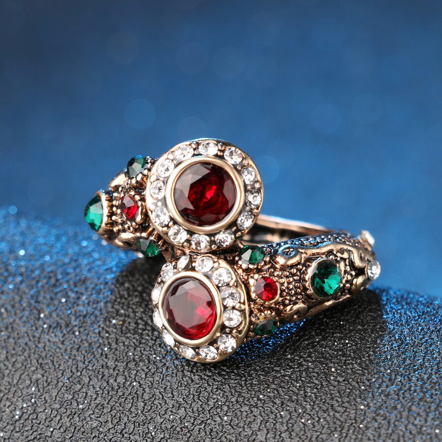 TEEK - Turkish Double Head Red Gem Ring JEWELRY theteekdotcom   