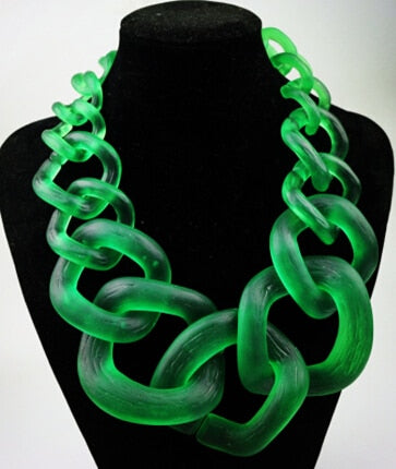 TEEK - Big Acrylic Chunk Chain Necklace JEWELRY theteekdotcom Frosted Green  