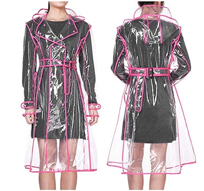 TEEK - Transparent Plastic Ladies Raincoat | Various Colors COAT theteekdotcom ROSE RED HEM One Size 