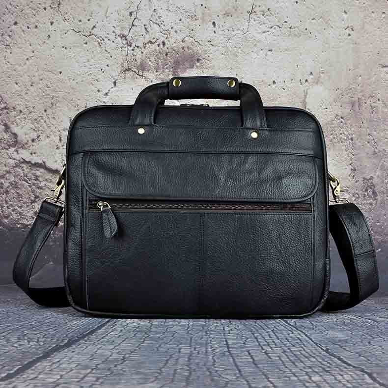 TEEK - Real Leather Antique Style Briefcase BAG theteekdotcom black 2  