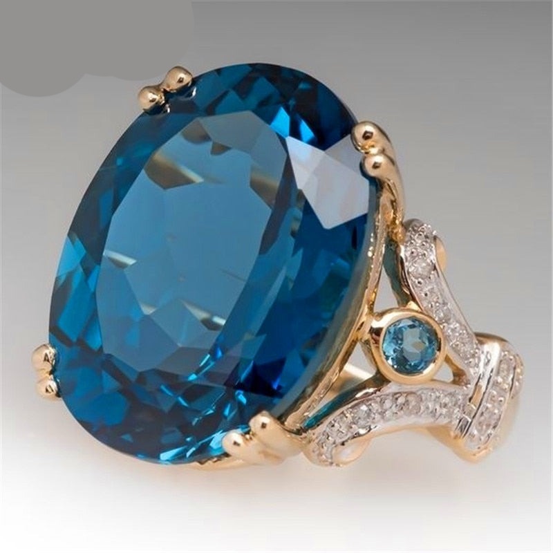 TEEK - Big Oval Jewel Ring JEWELRY theteekdotcom Blue 6 