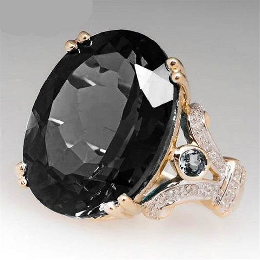 TEEK - Big Oval Jewel Ring JEWELRY theteekdotcom Black 6 