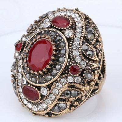 TEEK - Before Bejeweled Ring JEWELRY theteekdotcom 7 Red Antique Gold Plated