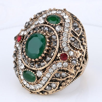 TEEK - Before Bejeweled Ring JEWELRY theteekdotcom 7 Green Antique Gold Plated