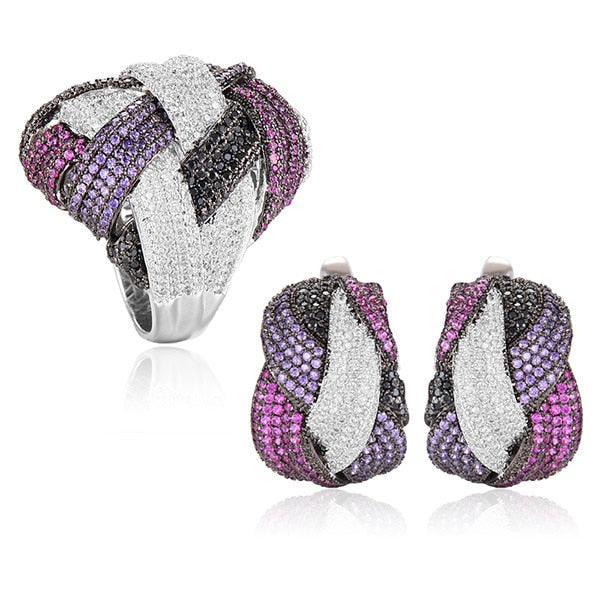 TEEK - Winding Cross CZ Jewelry Sets JEWELRY theteekdotcom Purple 9 