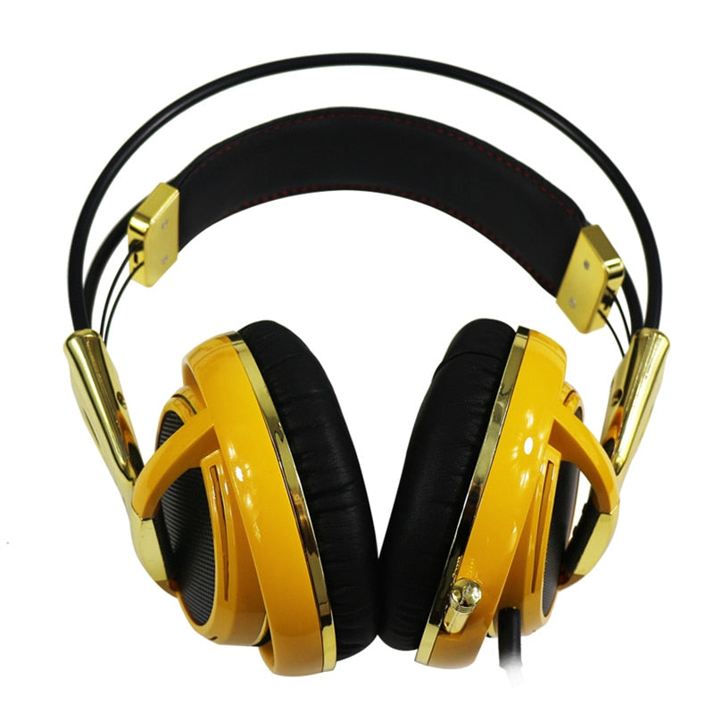 TEEK - LED Light Gold Gaming Headset Over Ear Gaming Headset Headphones EARPHONES theteekdotcom Golden USB V22L  