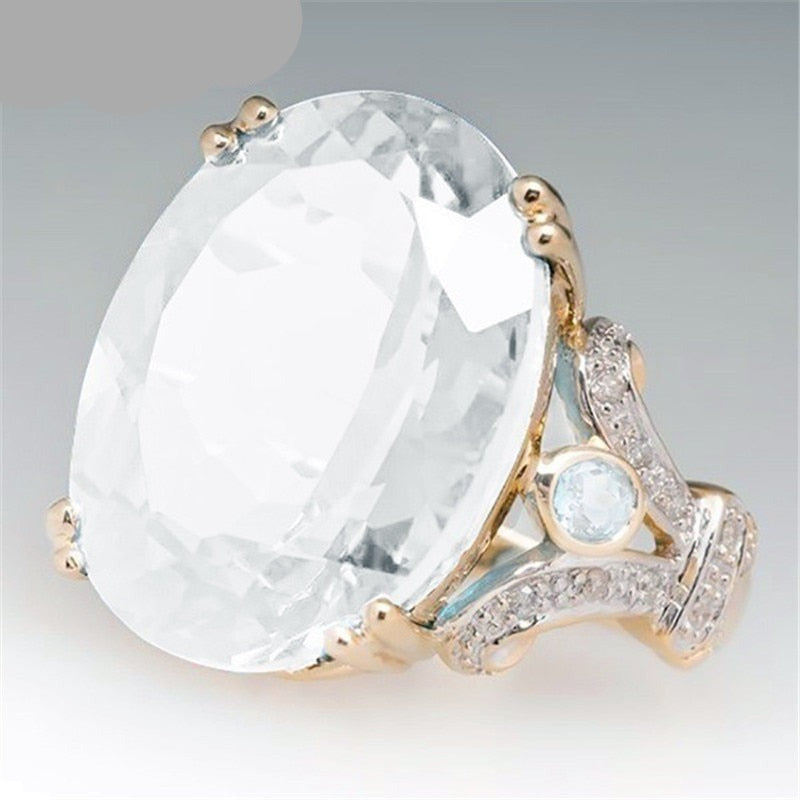 TEEK - Big Oval Jewel Ring JEWELRY theteekdotcom White 6 