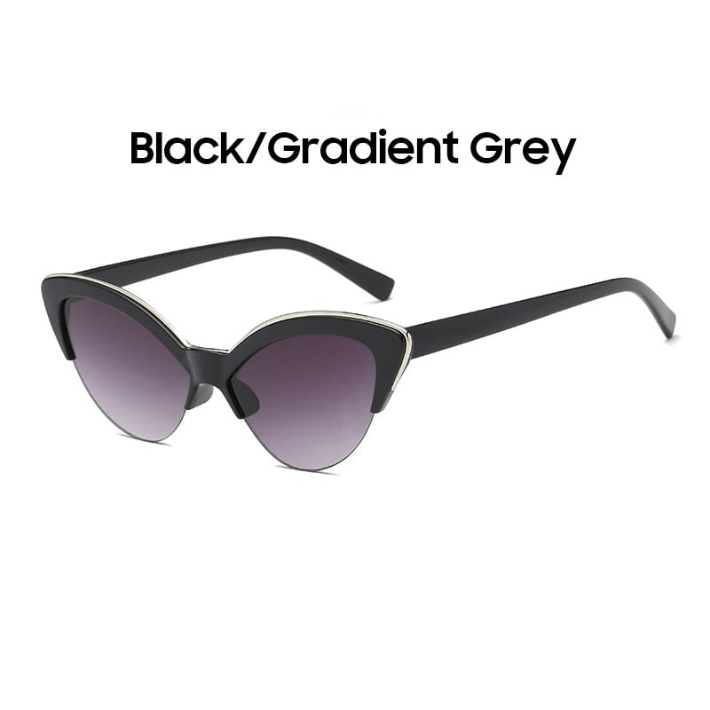 TEEK - Contrast Brow Cat Eye Sunglasses EYEGLASSES theteekdotcom Black Gradient Grey  