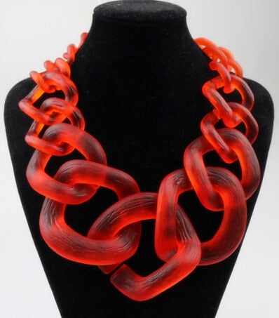 TEEK - Big Acrylic Chunk Chain Necklace JEWELRY theteekdotcom Frosted Red  