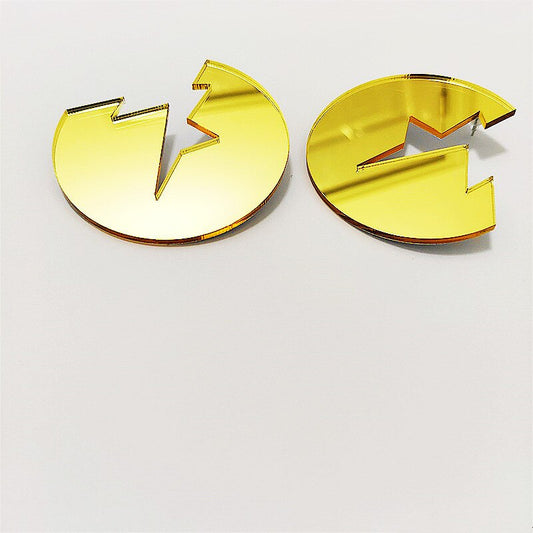TEEK - Gold Mirror Cracked Round Earrings JEWELRY theteekdotcom   