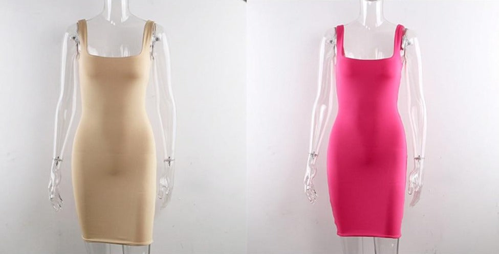 TEEK - Square Neck Sleeveless Bodycon Mini Dress DRESS theteekdotcom   