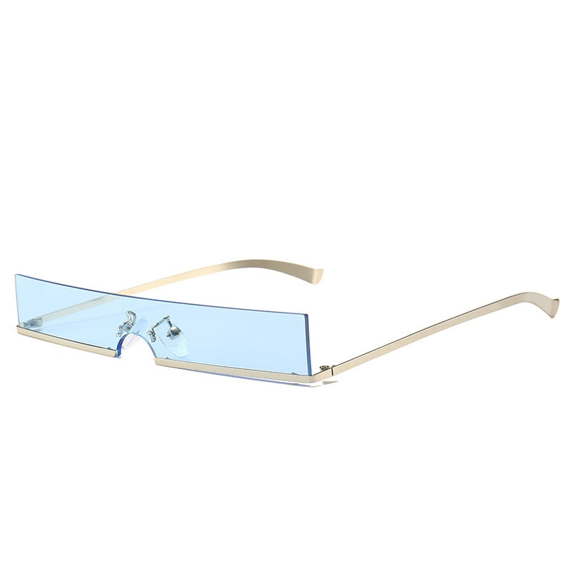 TEEK - Half Frame Rectangle Bottom Frame Glasses EYEGLASSES theteekdotcom C5-Silver Blue as shown 