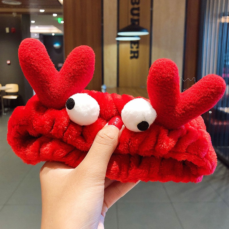TEEK - Fleece Animal Ears Bow Headband HEADBAND theteekdotcom red crab  