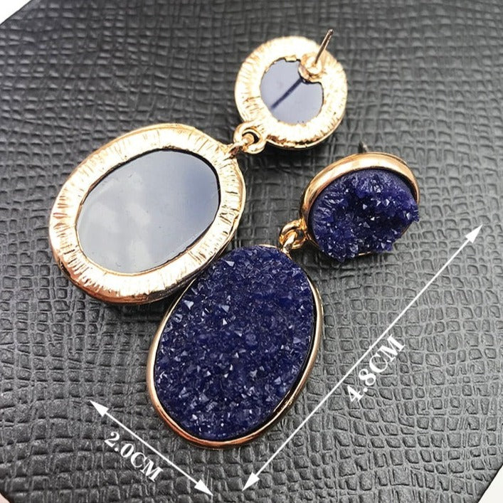 TEEK - Oval Druzy Stone Earrings JEWELRY theteekdotcom   