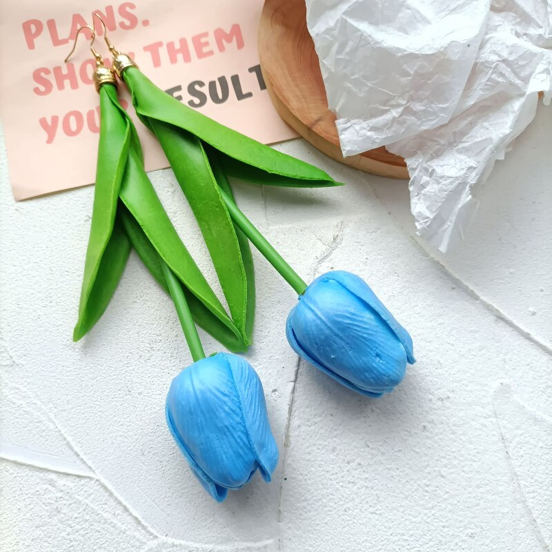 TEEK - Upside Down Tulip Earrings JEWELRY theteekdotcom Blue  