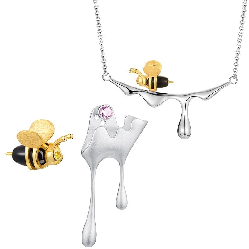 TEEK - Honey Drip Bee Jewelry JEWELRY theteekdotcom Jewelry Set Silver 25-30 days 