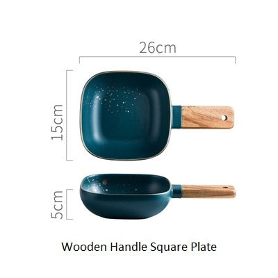 TEEK - Green Nordic Ceramic Dinnerware Set HOME DECOR theteekdotcom wooden handle square 25-30 days 