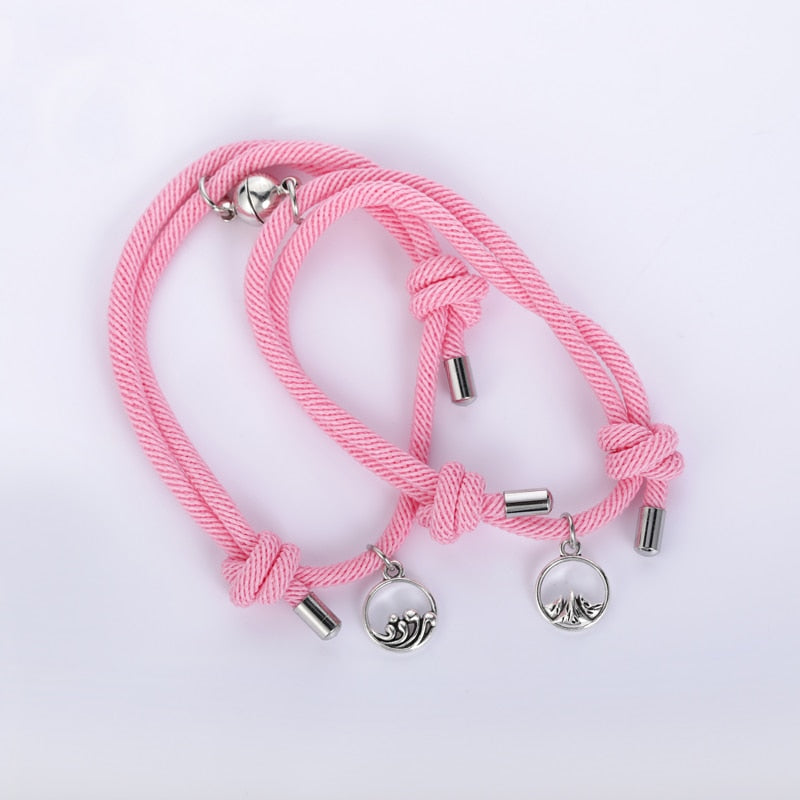 TEEK - Handmade Couple's Magnetic Bracelets JEWELRY theteekdotcom pink adjustable 