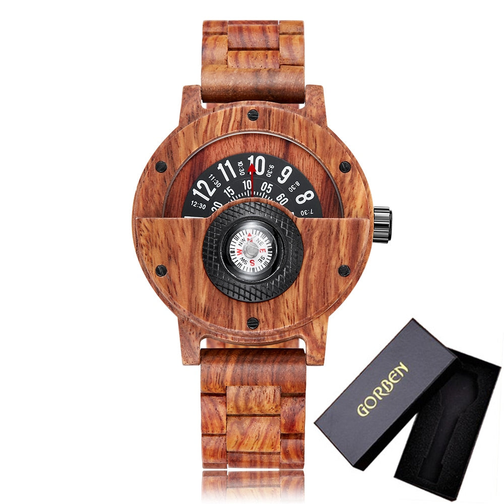 TEEK - Wood Compass Turn Mens Watch WATCH theteekdotcom Style 9 with box  