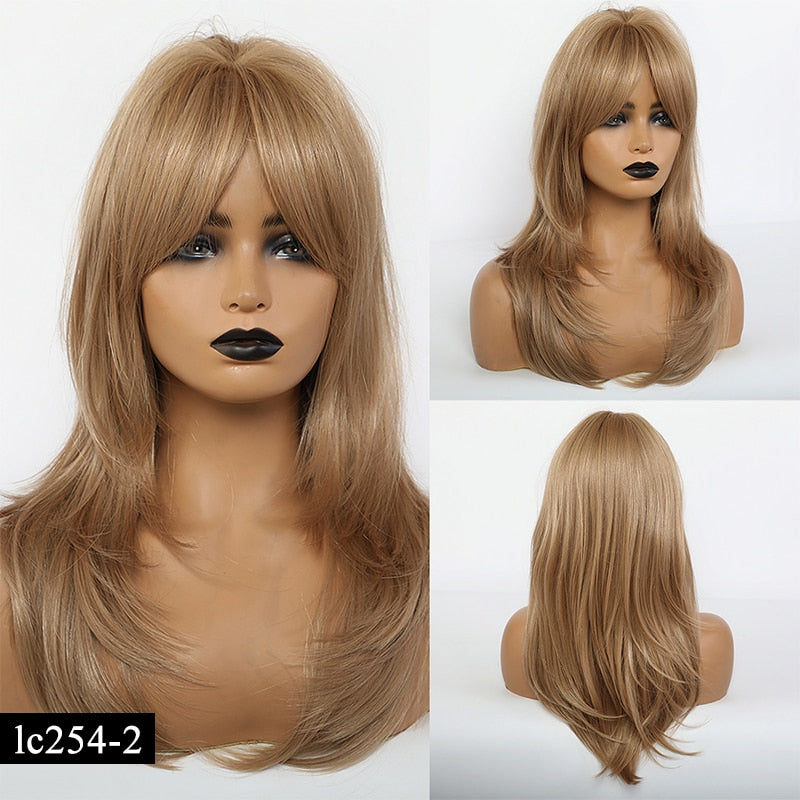 TEEK - Various Medium Straight Natural Style Side Bangs Wigs HAIR theteekdotcom lc254-2 20inches 