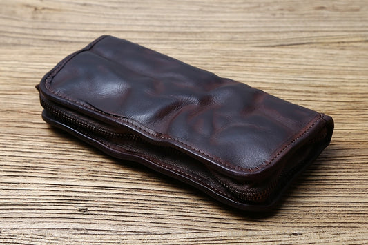 TEEK- Vintage Handmade Mens Leather Zipper Wallet BAG theteekdotcom   