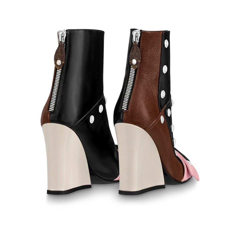 TEEK - Mixed Color Buckle Rivet Ankle Boots SHOES theteekdotcom   