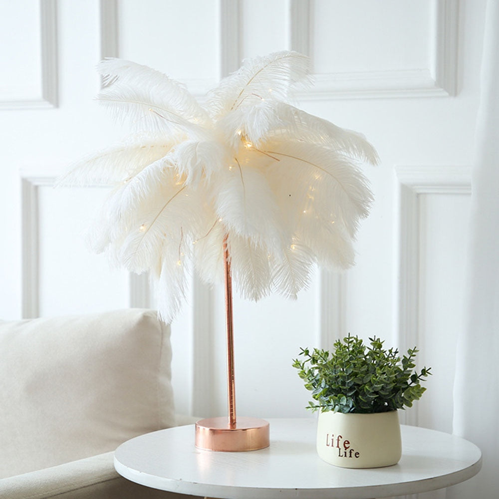 TEEK - Remote Control Feather Table Lamp  DIY LAMP theteekdotcom White Feather  
