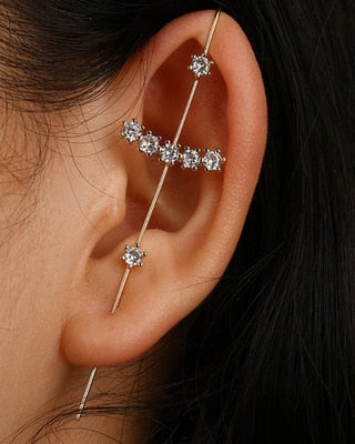 TEEK - Ear Needle Wrap Crawler Earrings JEWELRY theteekdotcom 7  silver  