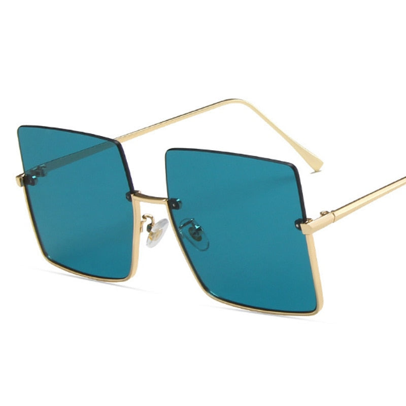 TEEK - Bizzy Boss Bottom Frame Square Sunglasses EYEGLASSES theteekdotcom Blue Green  