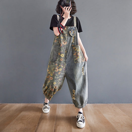 TEEK - Baggy Floral Overalls OVERALLS theteekdotcom Patchy Yellow M 