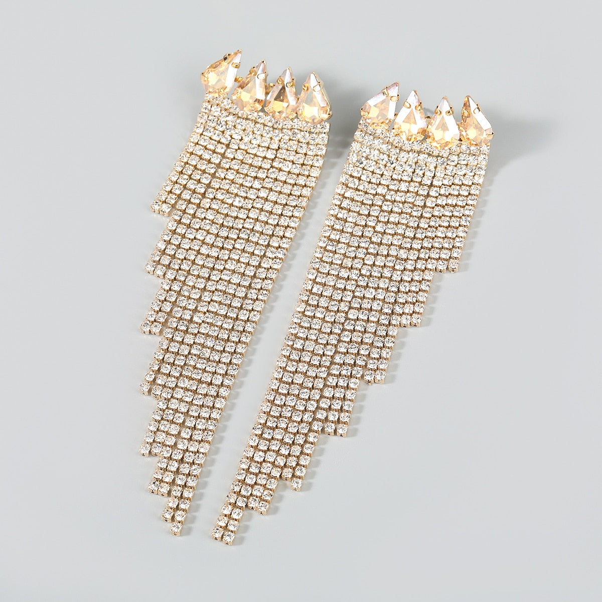 TEEK - Rhinestone Tassel Earrings JEWELRY theteekdotcom gold  