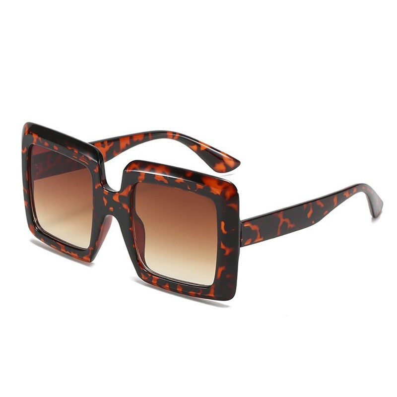 TEEK - Vintage Oversized Square Sunglasses EYEGLASSES theteekdotcom Leopard Tea  