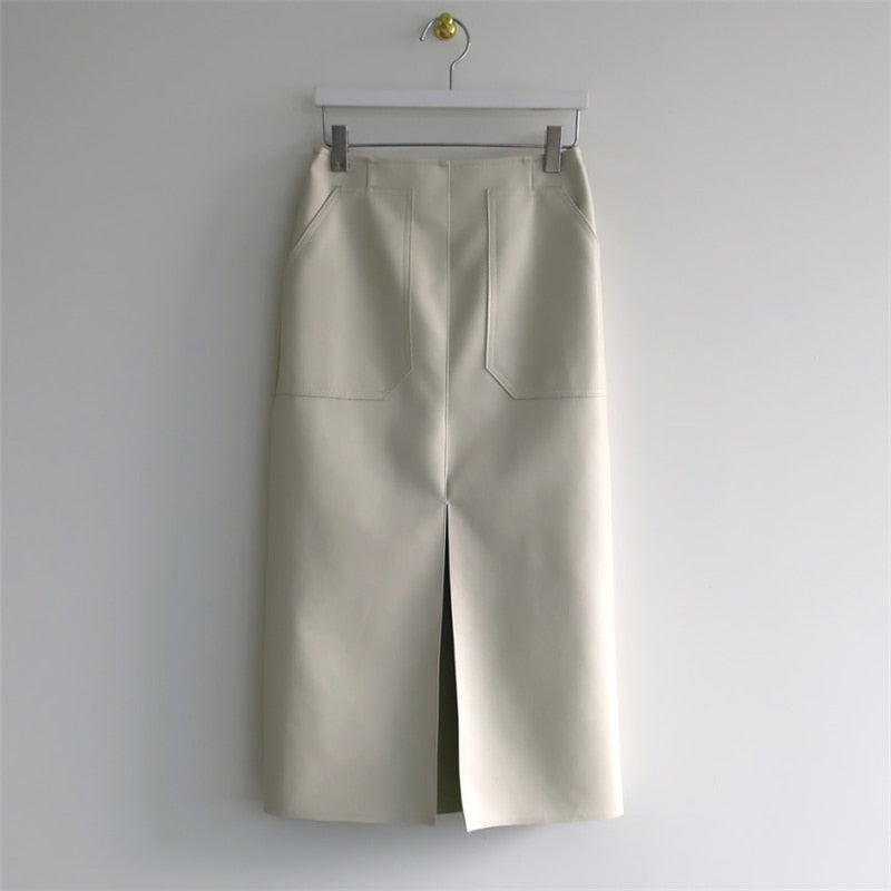 TEEK - Sleek Pocket Skirt SKIRT theteekdotcom Beige Small (Asian M) 