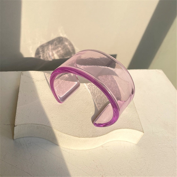 TEEK - Transparent Acrylic C Bangles | Various Colors JEWELRY theteekdotcom Wide Purple  