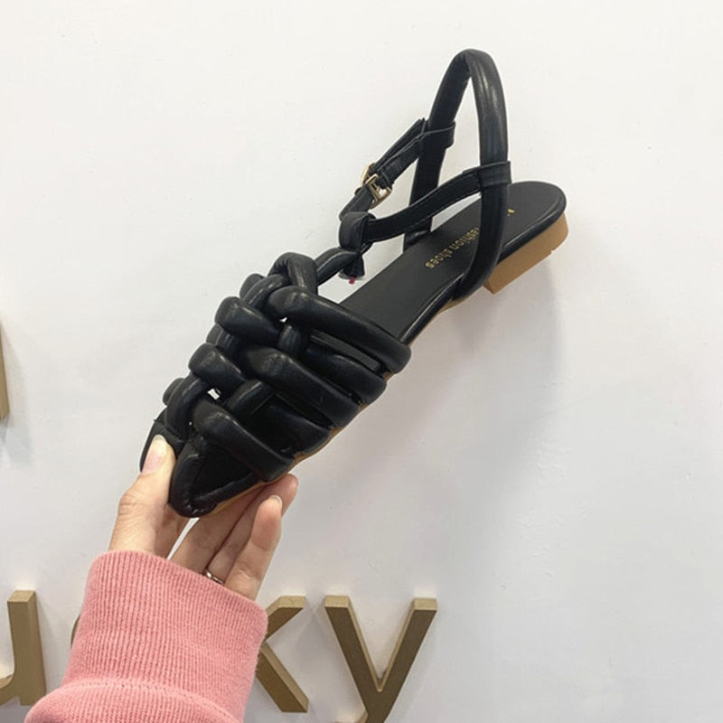 TEEK - Flat Thick Weave Sandals SHOES theteekdotcom Black 5.5 