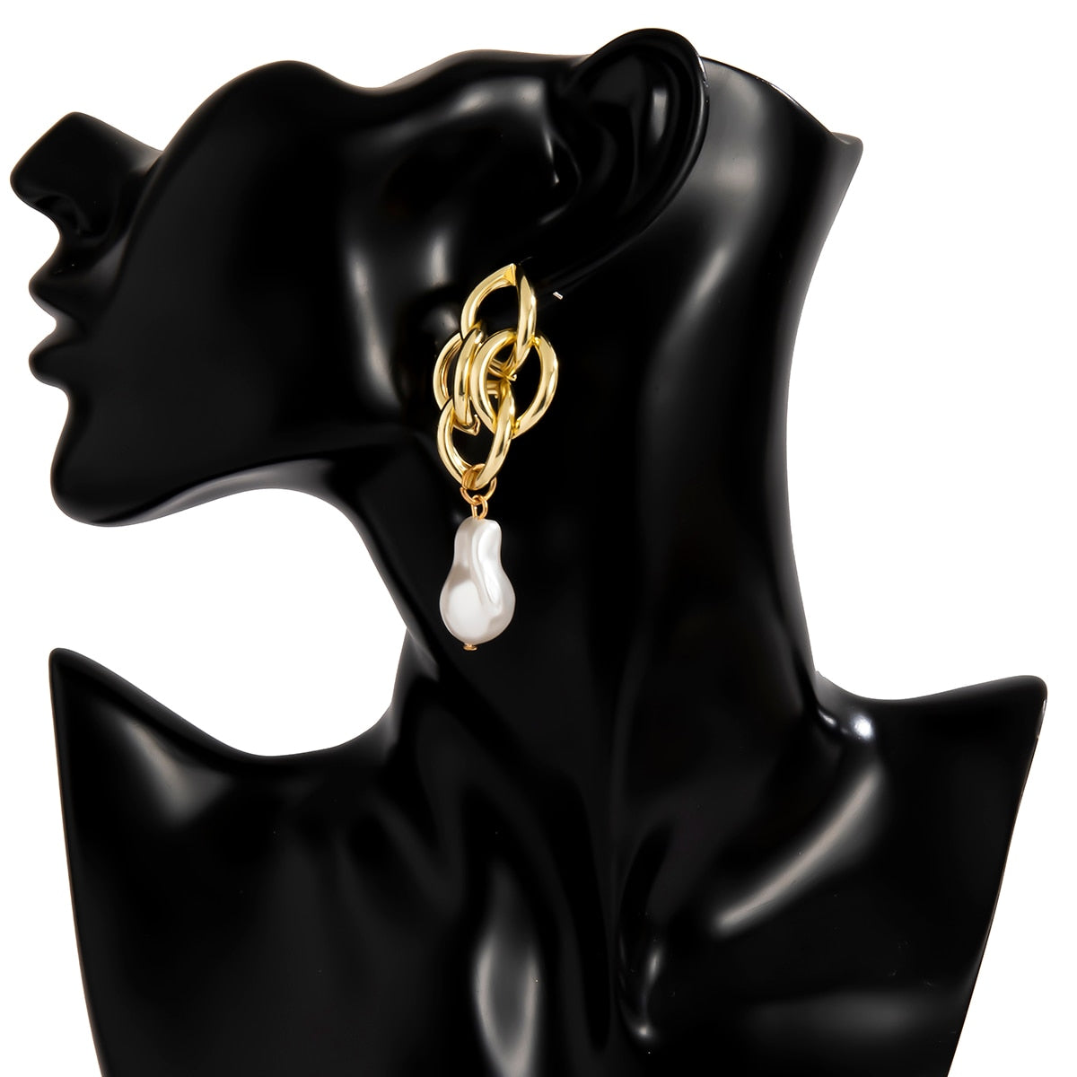 TEEK - Big Pearls Layered Hoop Earrings JEWELRY theteekdotcom Gold Color 3  